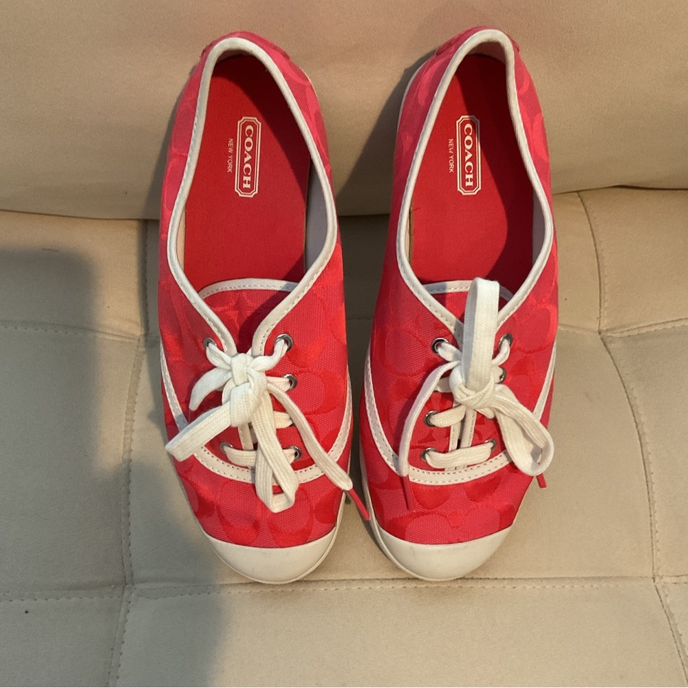 Pink Lace Up Sneakers by Coach